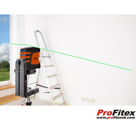 KRÍŽOVÝ LASER 20 M, ZELENÝ, VODOROVNÝ, ZVISLÝ A KRÍŽOVÝ, MAGNETICKÝ DRŽIAK, NEO 75-107