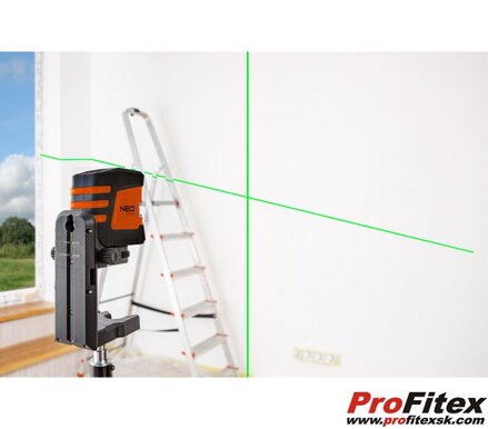 KRÍŽOVÝ LASER 20 M, ZELENÝ, VODOROVNÝ, ZVISLÝ A KRÍŽOVÝ, MAGNETICKÝ DRŽIAK, NEO 75-107