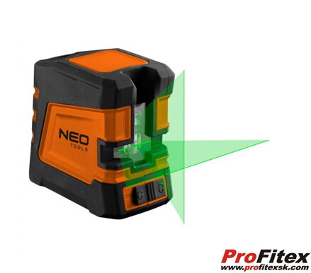 KRÍŽOVÝ LASER 20 M, ZELENÝ, VODOROVNÝ, ZVISLÝ A KRÍŽOVÝ, MAGNETICKÝ DRŽIAK, NEO 75-107