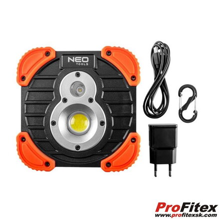 Nabíjateľný reflektor 750lm+250lm,10W+3W, NEO 99-040
