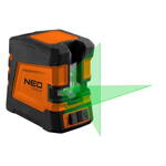 KRÍŽOVÝ LASER 20 M, ZELENÝ, VODOROVNÝ, ZVISLÝ A KRÍŽOVÝ, MAGNETICKÝ DRŽIAK, NEO 75-107